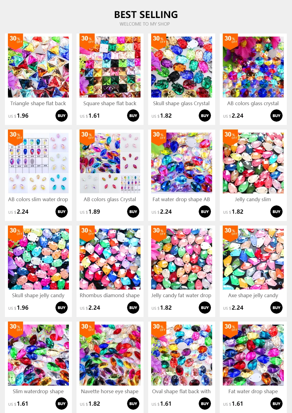 Quadratische Form Flacher Rücken mit Zwei Löchern Glaskristall 6 Größen Aufnähbare Strass-Kristalle Perlen Hochzeitskleid Schuhe Taschen DIY Dekoration – Detail 1