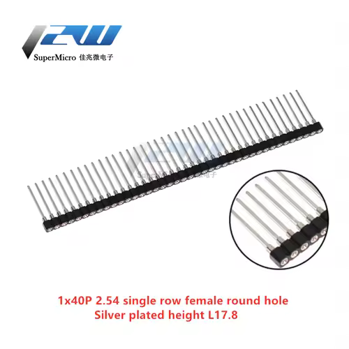 5 Pcs Round Hole Pin Header 2.0MM/2.54MM Pitch Row Female/Male, Single Row 1x40P Row 2x40P Double Row Pin Round Pin Gold Plated - Image 5