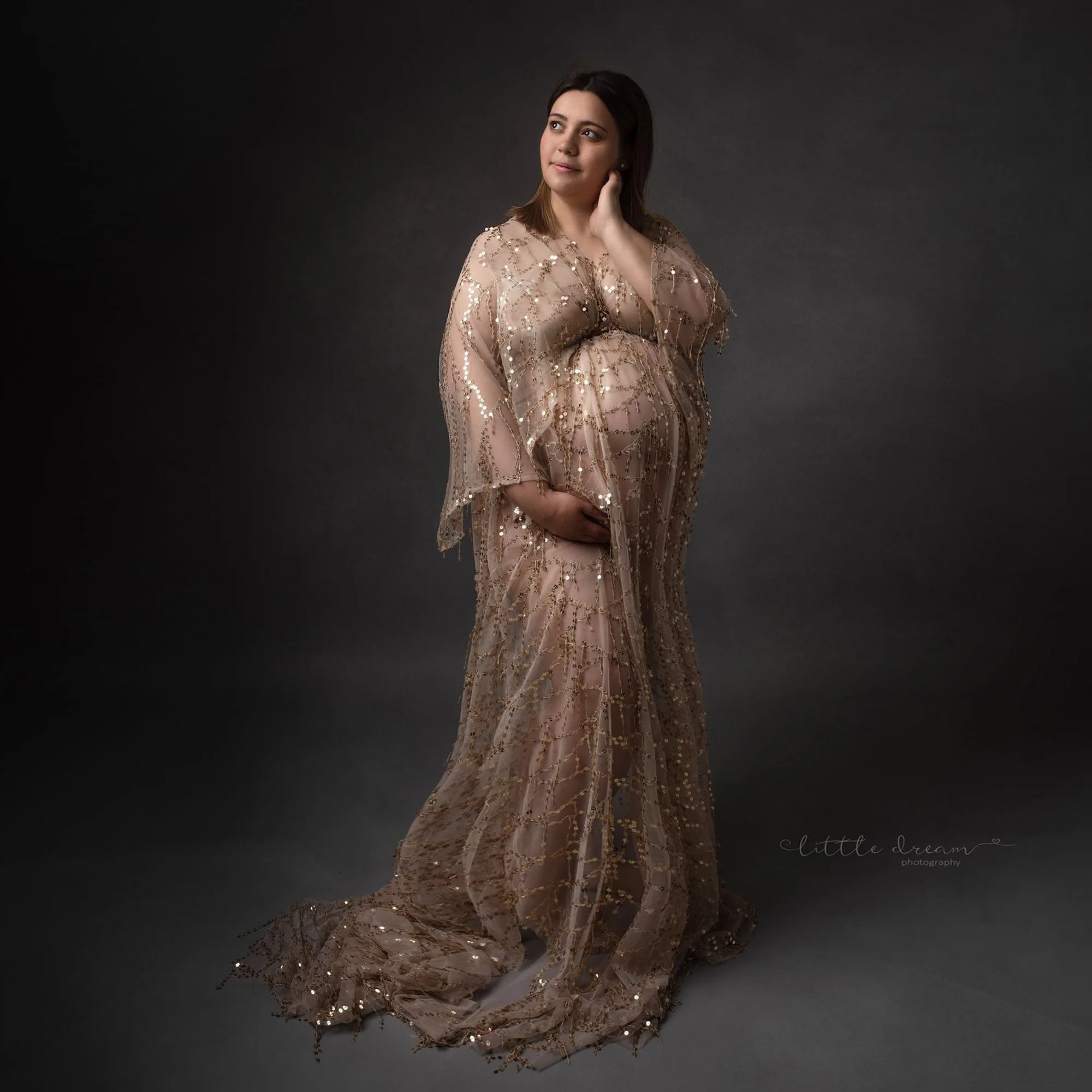 Don & Judy-maxivestido de maternidad con lentejuelas para sesión de fotos, traje bohemio para fiesta de Noche, Vestidos de fotografía para mujeres