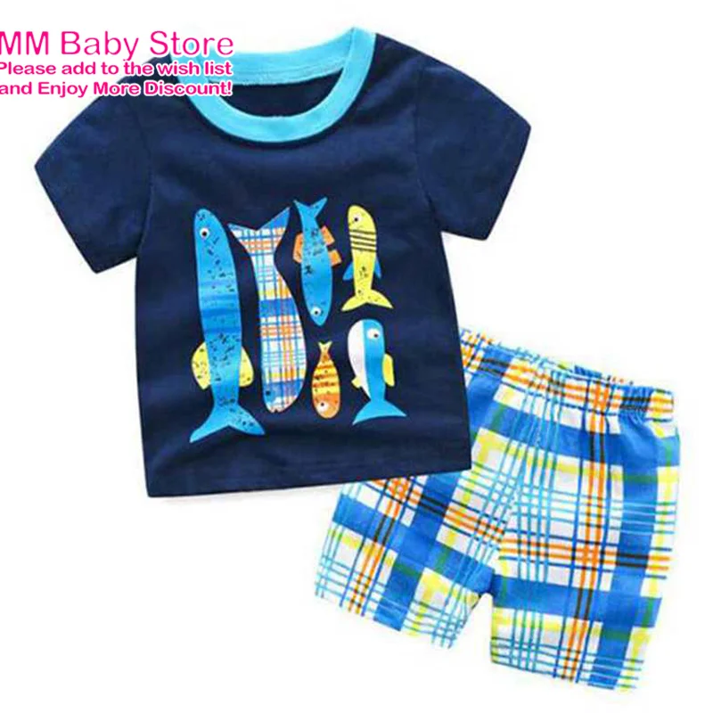 Summer Kids Boys 1-7Years Clothes Sets Excavato Cartoon Printing T-Shirt And Cotton Short Pants Leisure Children Pajamas Suit image 5