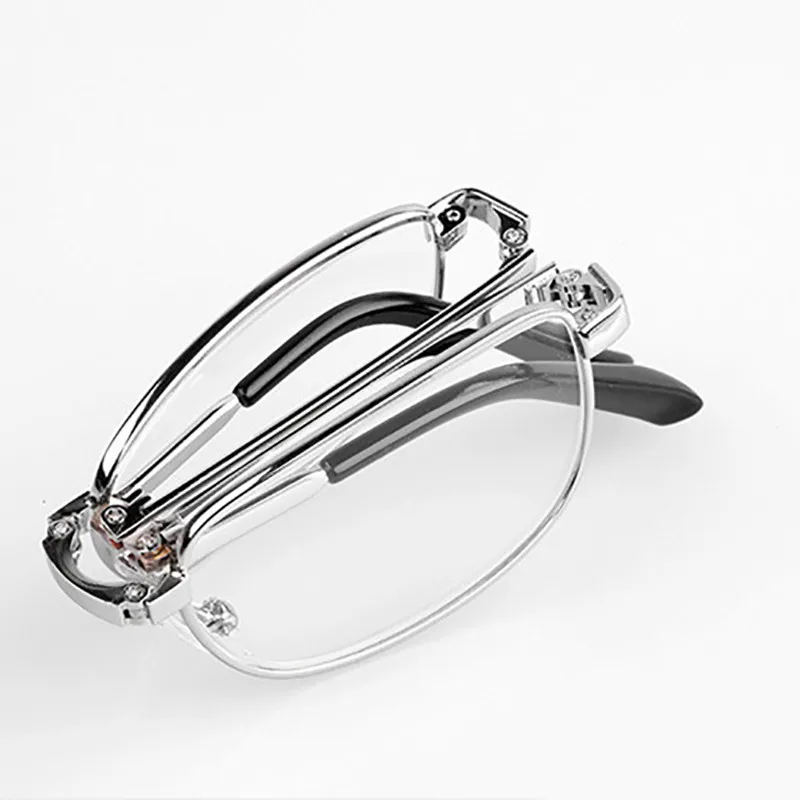 Seemfly Foldable Alloy Reading Glasses Women Men Folding Prosbyopic Glasses Ultralight +0.5 0.75 1.0 1.25 1.5 1.75 2.0 2.5 3.0
