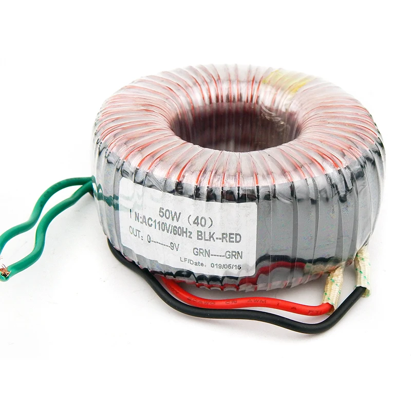 50w Toroidal core transformer of pure copper Enameled wires (circular transformer) for power amplifier Output 9V input 110V