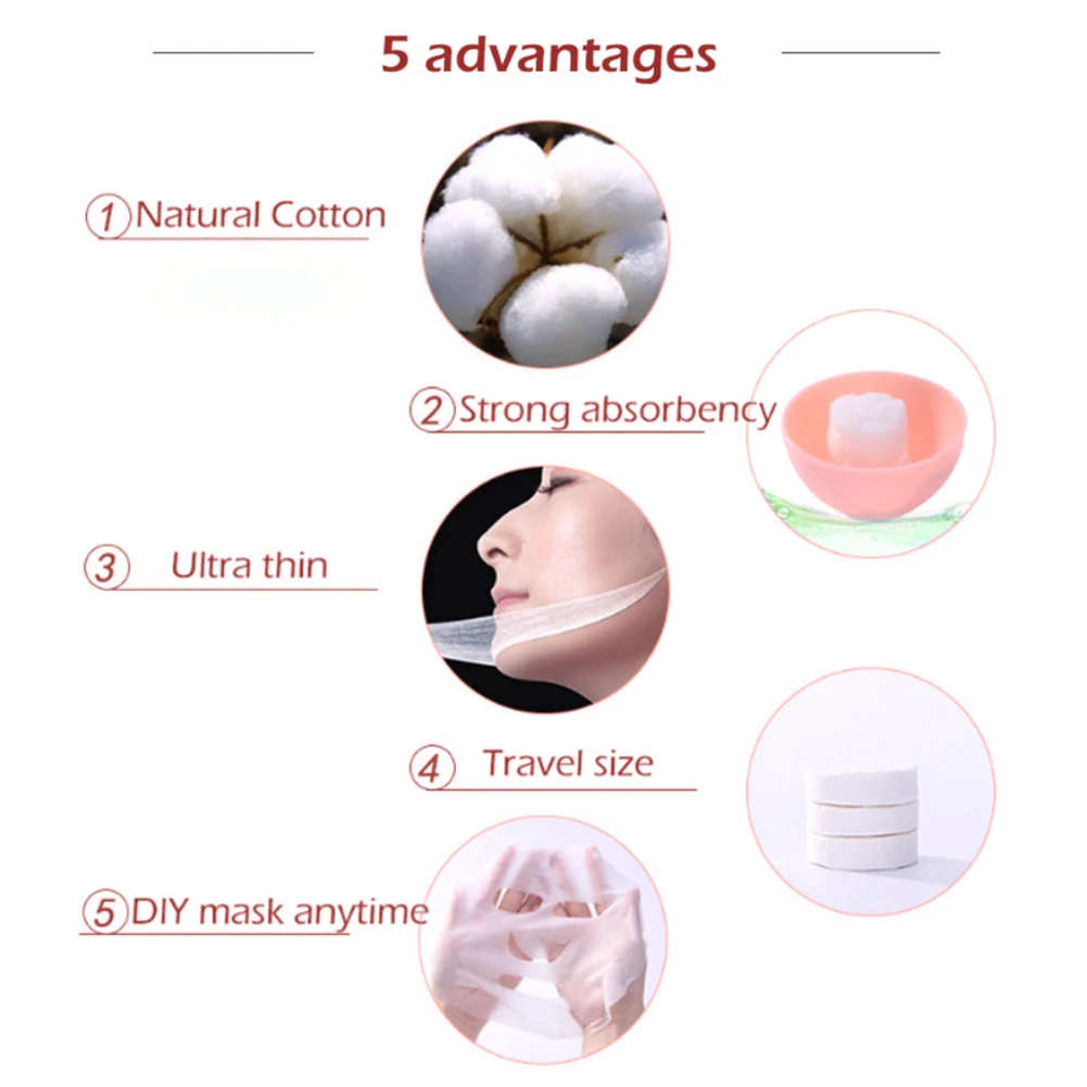 50pcs/pask Compressed Face Mask Paper Disposable Sheet Cotton Diy Mask Makeup Wipes Korean Beauty Tools Face Care Mask