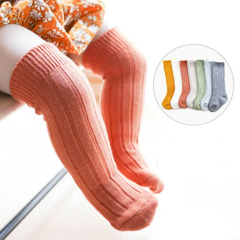 

Toddler Infant Baby Kids Girls Boys Solid Candy Color Anti-Slip Knitted Long Stockings Cotton Knee Stockings
