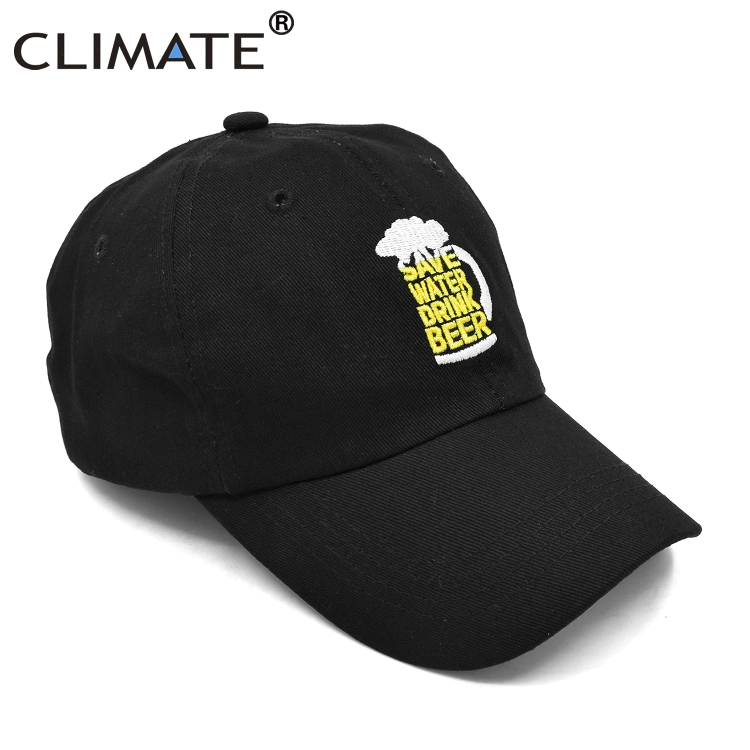 CLIMATE Men Baseball Cap Dad Men\'s Caps Save Water Drink Beer Lover Cap Cool Black Dad Hat Cap Cotton Hat Cap Men Beer Lover