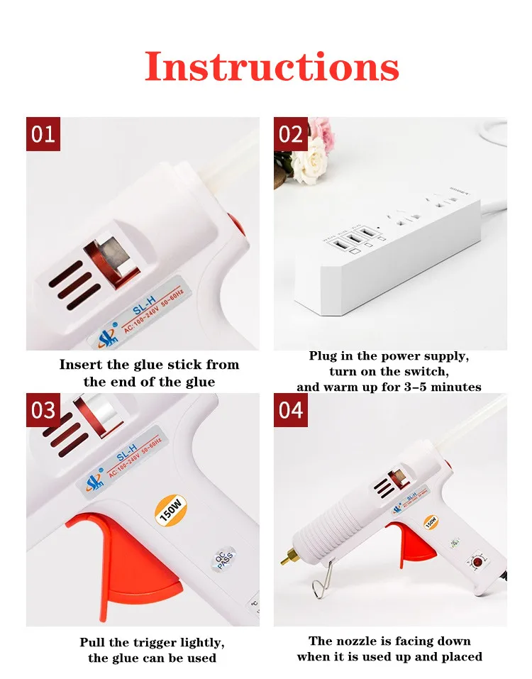 80W/150W Hot Melt Kleber Gun Smart Einstellbar Temperatur Kupfer Düse Heizung Maulkorb Durchmesser 11mm Industrie pistolen Reparatur Werkzeug – Detail 12