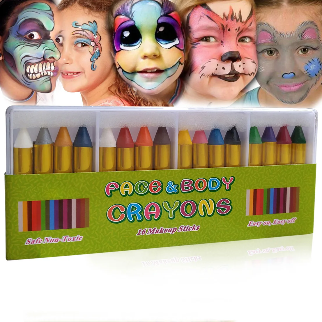 16 Colors Face Paint Crayons Body Painting Pastel Pen Stick For Children Halloween Party Makeup Clown Ghost Devil Kid Gift