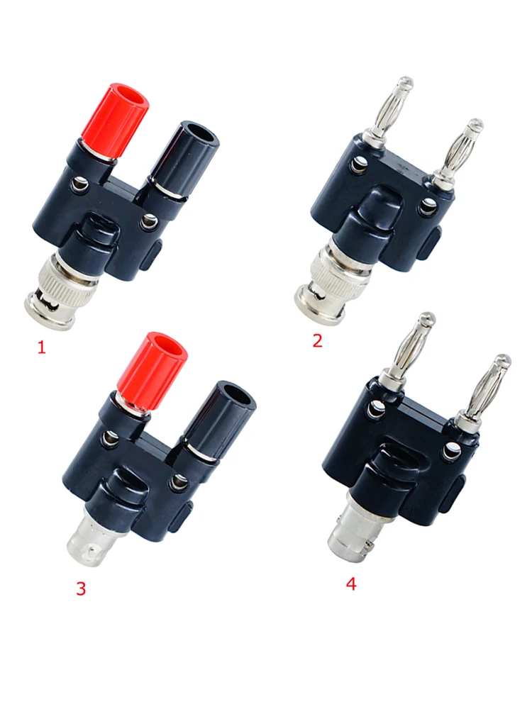 1 szt. BNC na dwa podwójne 4mm bananowe męskie żeńskie gniazdo złącze koncentryczne RF Adapter — zdjęcie 2