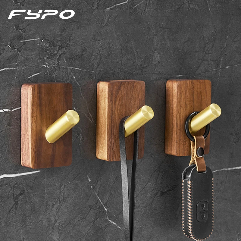 Fypo Bathroom Robe Hook,Wooden Wall Hooks Kitchen Towel Hook Coat Hook Key Bag Hanger Hooks For Bathroom Organizer Accessories