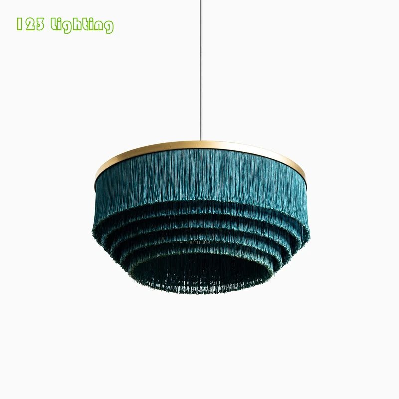 Dark green Pink Fabric LED Pendant light Romantic Living room Bedroom Hanglamp E27 110-240V Art Decoration Loft Pendant lamp