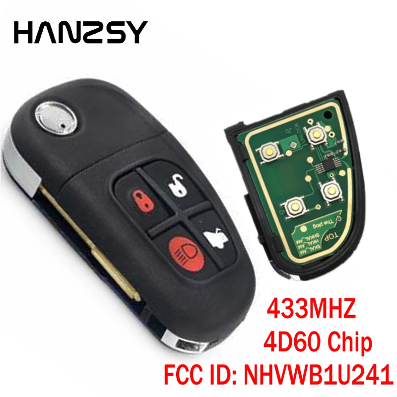 

4 Bottons Car key for Jaguar X-Type S-Type 1999-2009 XJ XJR 2002-2008 Complete Remote Flip Folding key NHVWB1U241 315mhz/433mhz