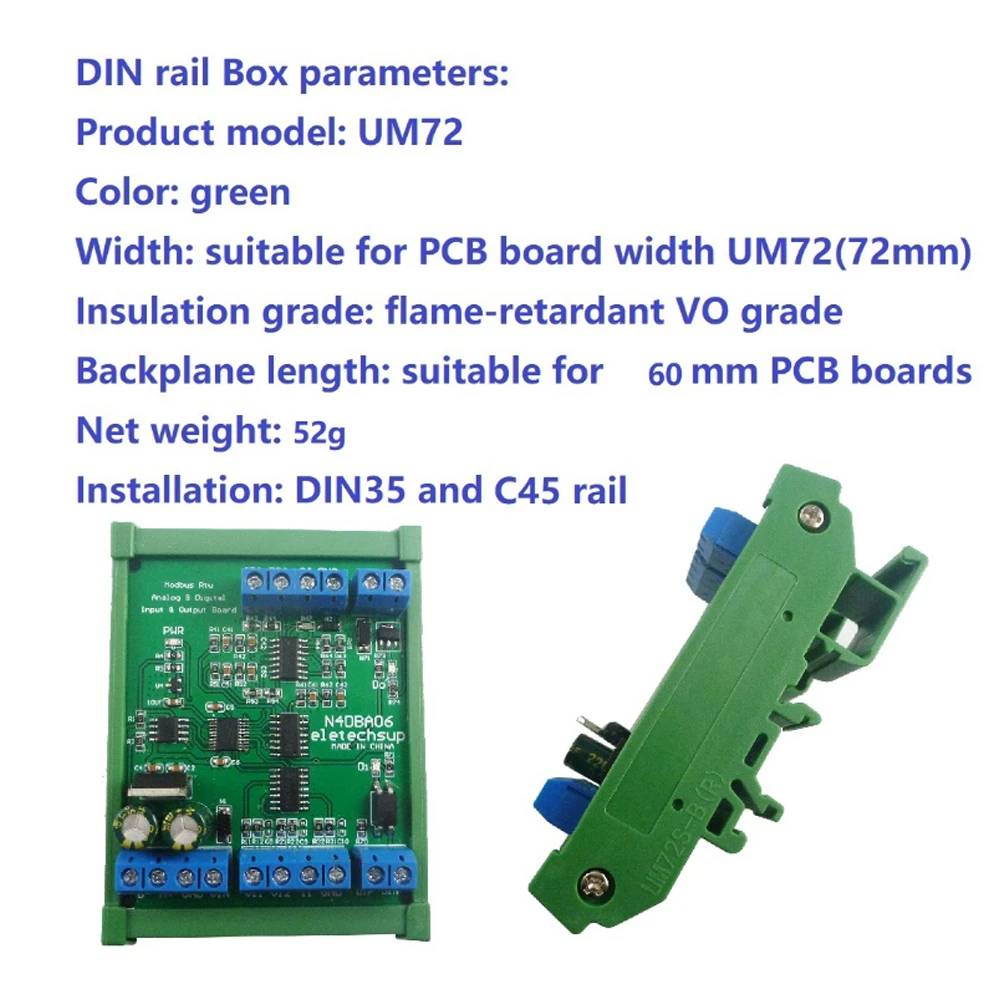 Din Rail DC 12V 8CH Analog Digital Input Output Devices 0-5V 0-10V 4-20MA DAC ADC RS485 Modbus RTU Board for PLC