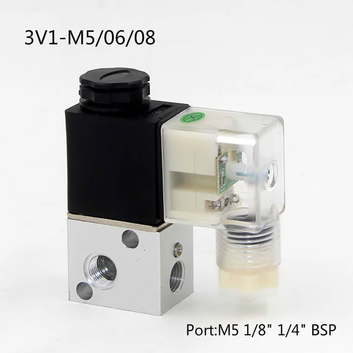 3 Way Pneumatic Solenoid Valve Micro Control Gas Electric Valve 3V1-M5 3V1-06/08 Port M5 1/8