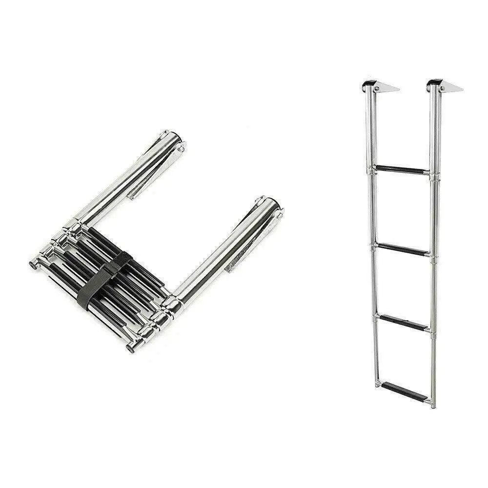 ISURE MARINE 4 Step Stainless Steel Telescoping Boat Yacht Ladder Upper Platform