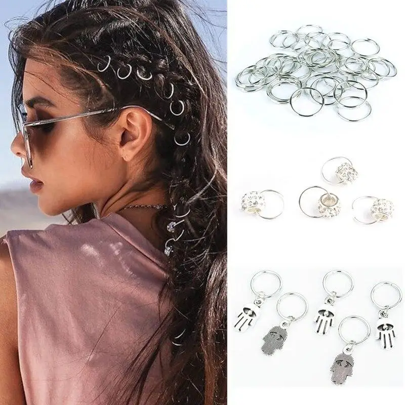 5/10/50pcs/Pack Charms Hair Braid Dread Dreadlock Beads Clips Cuffs Rings Jewelry Women Girl Hair Styling Tools Accessories