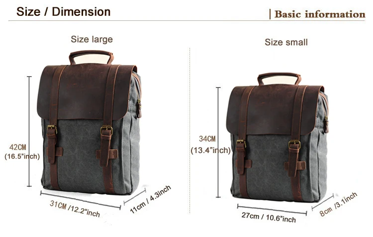 Vintage Fashion Backpack Leather military Canvas backpack Men backpack women school backpack school bag bagpack rucksack mochila