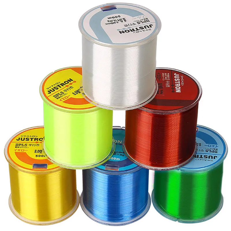 500M Fishing Line Justron Nylon Super Strong Wear-resistant 2LB - 40LB 5 Colors Japan Road Pole Nylon Line for Sea Poles  X600B