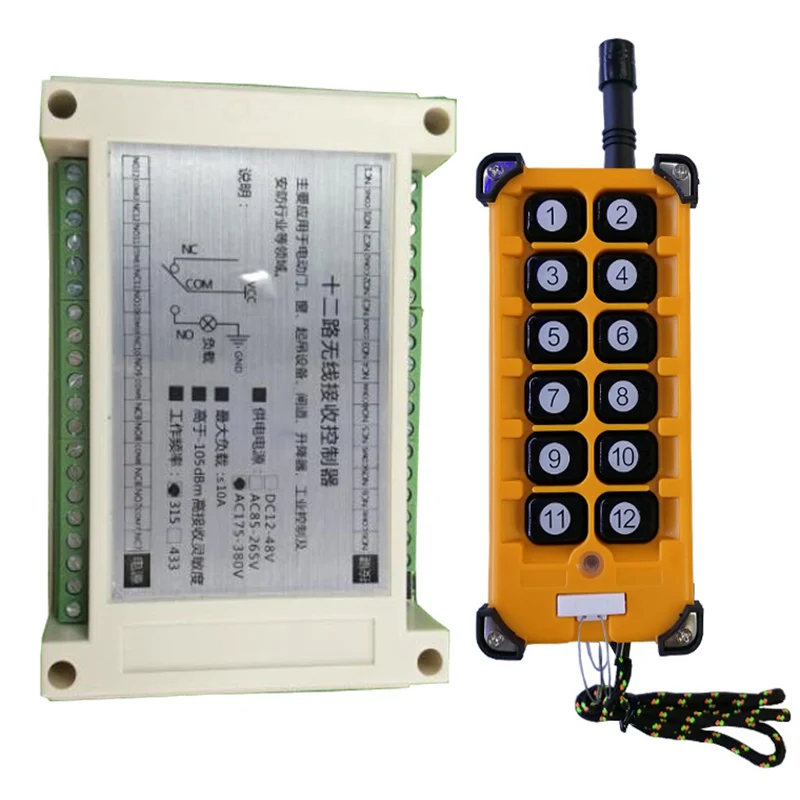 

3000m AC220V 12CH Radio Controller RF Wireless Remote Control Overhead travelling crane System Receiver+ Numer button Remote