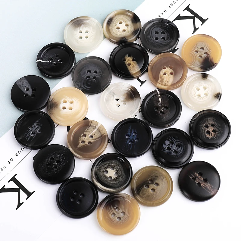 Botones de resina de 4 agujeros, accesorios de costura de tamaño completo para ropa, botones de plástico decorativos hechos a mano, bricolaje, 20