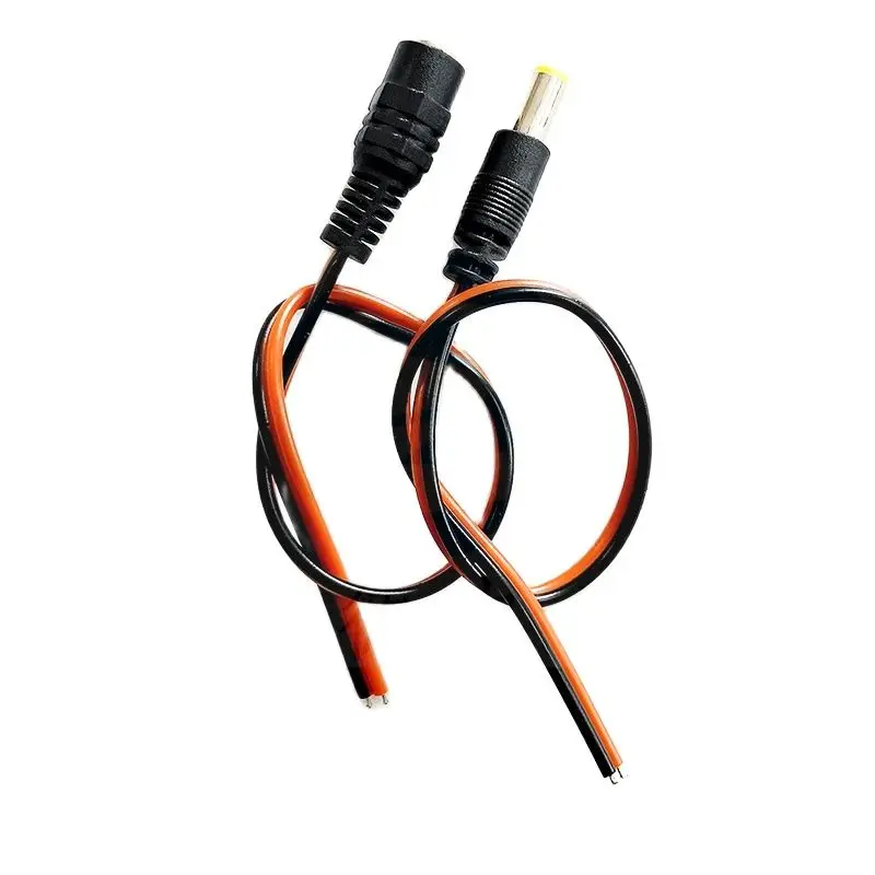 Cable de alimentación CC de núcleo de cobre puro, Conector de fuente de alimentación de cámara de vigilancia, línea de cabeza roja y negra macho, línea de cabeza hembra 5A/12V