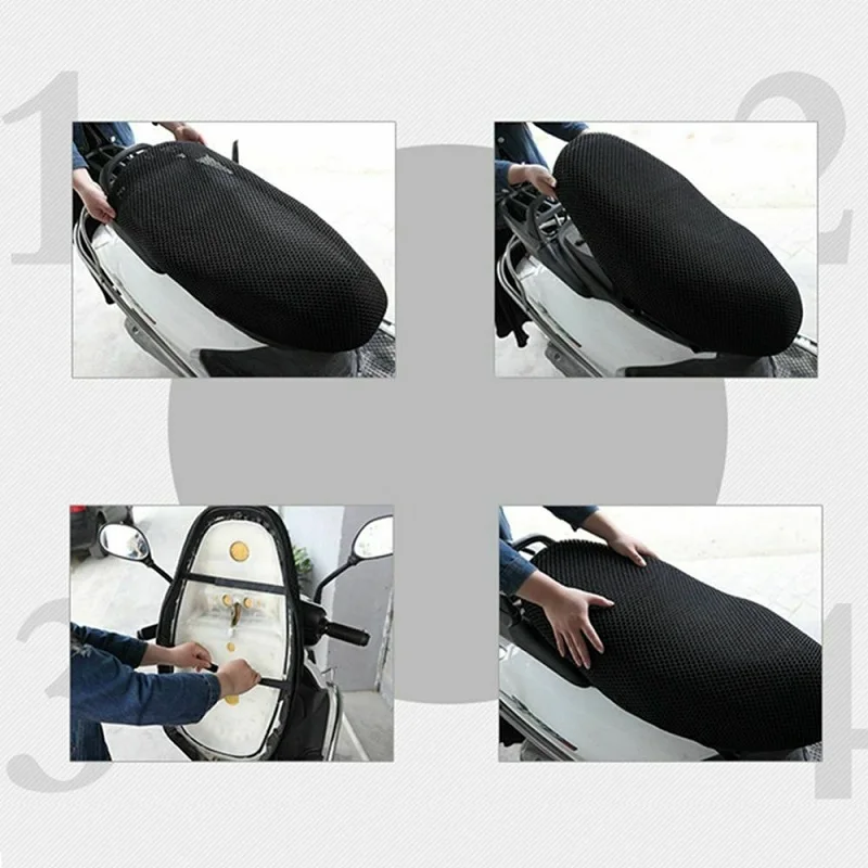 Motorcycle Seat Cushion Cover M/L/XL/XXL/XXXL Net 3D Mesh Protector Insulation Cushion Cover Electric Bike Universal