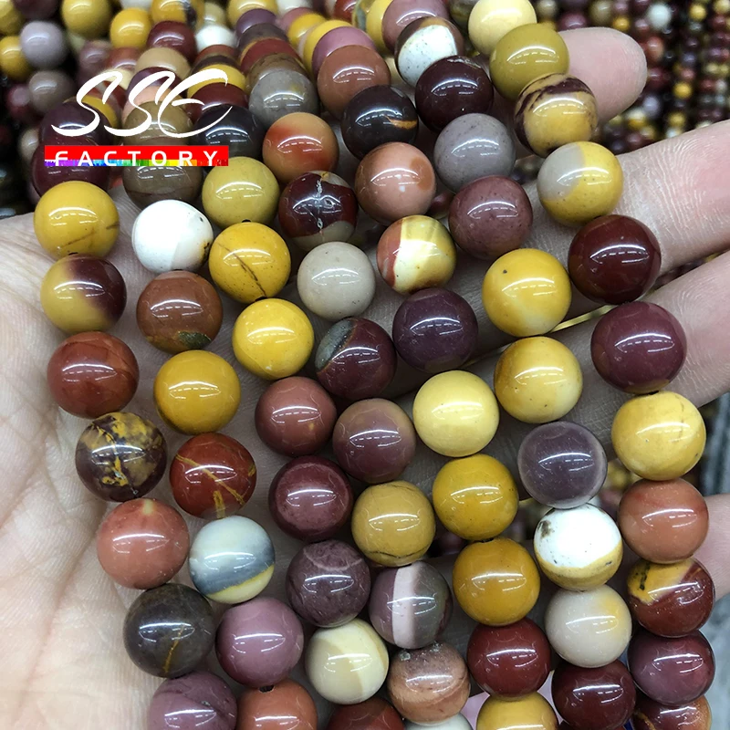 Natural Colorful Mookaite Round Loose Beads Yellow Stone Beads 4 6 8 10 12MM 15\