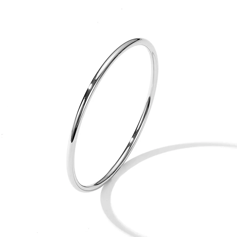 3mm Circle Round Bangle Bracelet Stainless Steel Thin Single Wire Bracelets Simple Classic Jewelry Women Rose Gold Silver Color