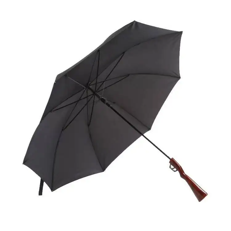 Rifle imitation wooden(plastic) handle gun umbrella sunscreen anti-thunder windproof fiberglass camouflage military long parasol