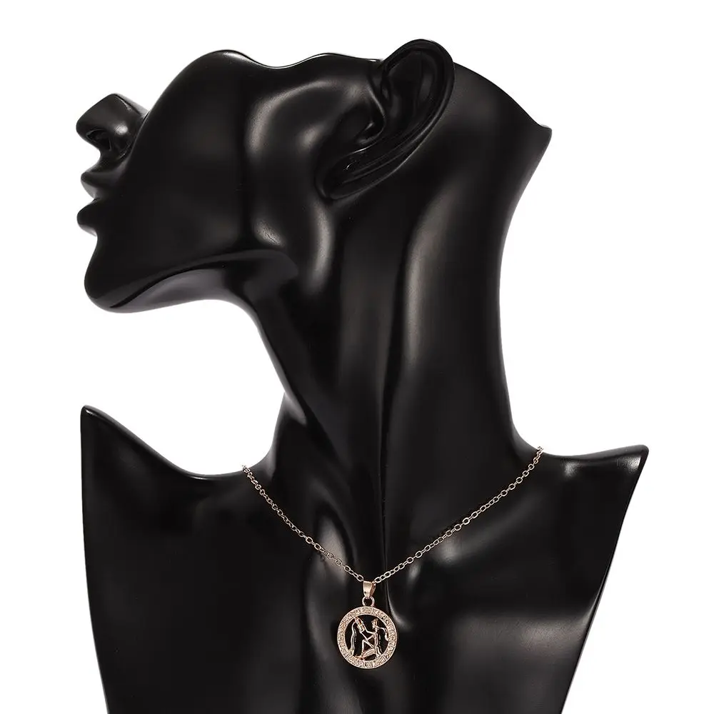 Girls Gold Color Horoscope Hollow Out Guardian Star Taurus Libra Choker 12 Constellation Pendant  Animal Zodiac Sign