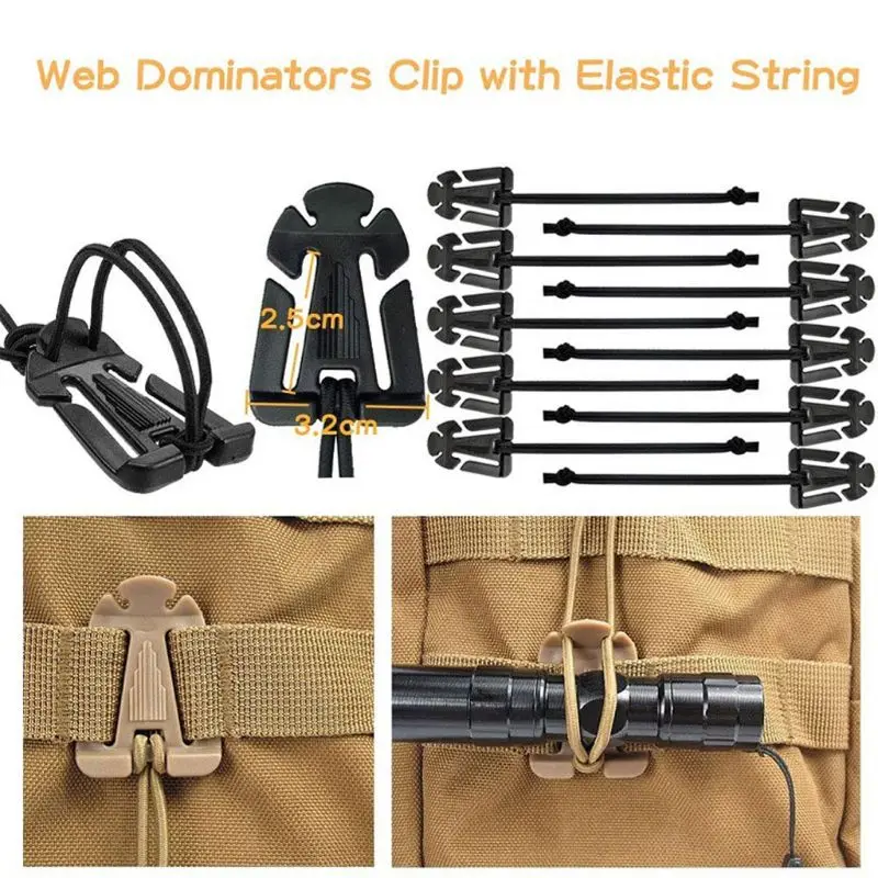 Cinturini in Nylon 42 pezzi con fibbia a sgancio rapido tattici Molle Clips Utility Strap 203B