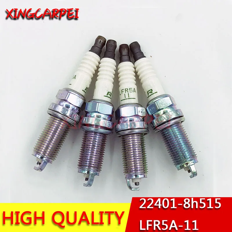 4pcs LFR5A-11 22401-8h515 Spark Plug fit for Nissan Armada Almera N16 V10 Primera P12 WP12 X-TRAIL T30 Patrol Y61 LFR5A11 6376