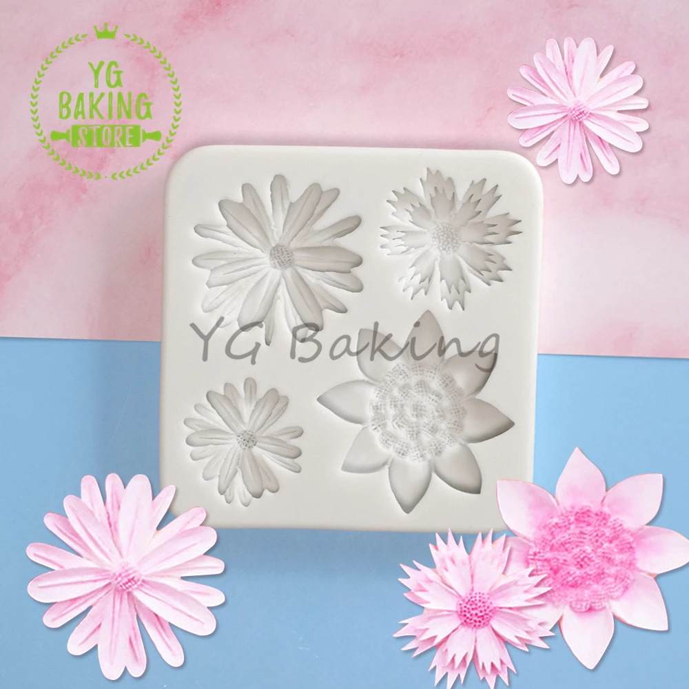 Dorica Sunflower & Daisy Silicone Cake Mold Handmade Chocolate Mould Kitchen Cake Supplies Baking Accessories