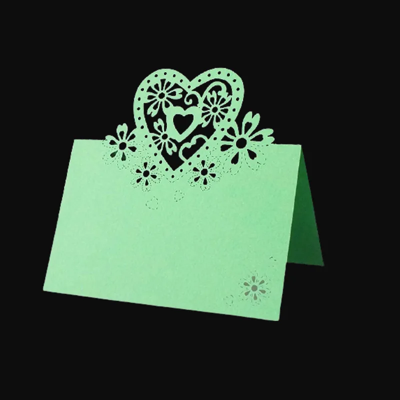 50 قطعة زهرة القلب الحب قطع الليزر الجدول اسم مكان بطاقات الدانتيل اسم إعداد الرسائل بطاقة الزفاف حفلة عيد ميلاد لصالح الديكور #6