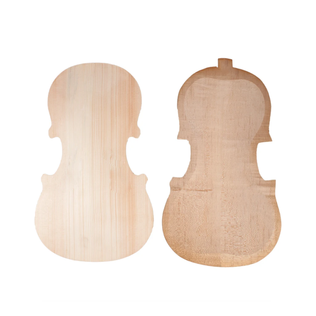 LOMMI High Quality Unfinished Violin Parts Solid Wood Top And Back Panel Ebony Fretboard DIY 4/4 3/4 1/2 1/4 1/8 Violin Parts