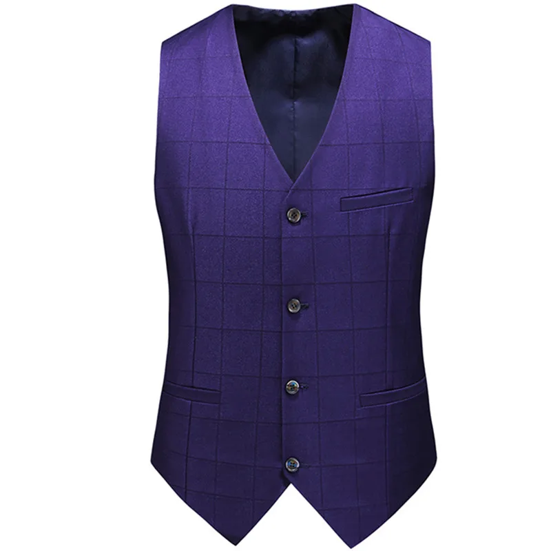 

Spring Autumn Man's Suit Waistcoat Male Business Casual Male Clothing Plaid Vest Smart M-6XL