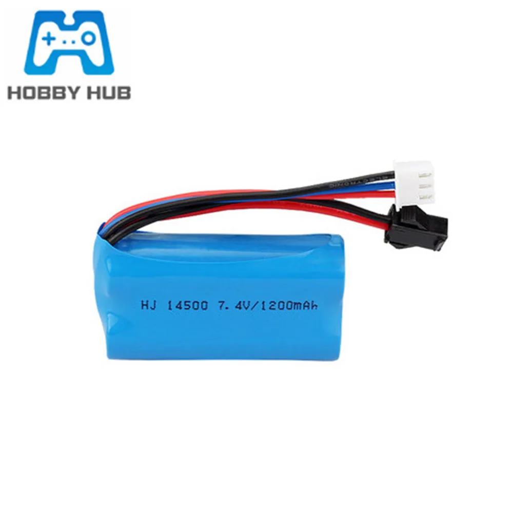 7,4 v 1200mAh 14500 Li-Ion Batterie Für RC spielzeug Autos Tank Roboter Elektrische Wasser Pistole Ersatzteile 2s 7,4 v lithium-Batterie SM Stecker