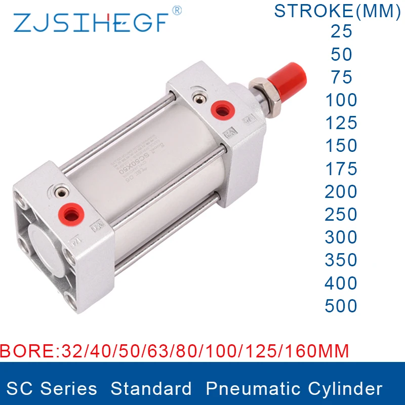 

SC Series Cylinder Standard Air 32/40/50/63/80mm Bore 25/50/75/100/125/150/175/200/250mm Stroke