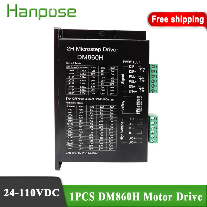 

hanpose 1PCS 42 motor controller driver DM860H 24V-110V step servo driver For 3D Printer Monitor Equipment NEMA23 NEMA17