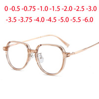 Fashion Women Ultralight Transparent Glasses Frame Round Spectacles Eyewear Prescription -0.5 -0.75 -1.0 -2.0 To -6.0