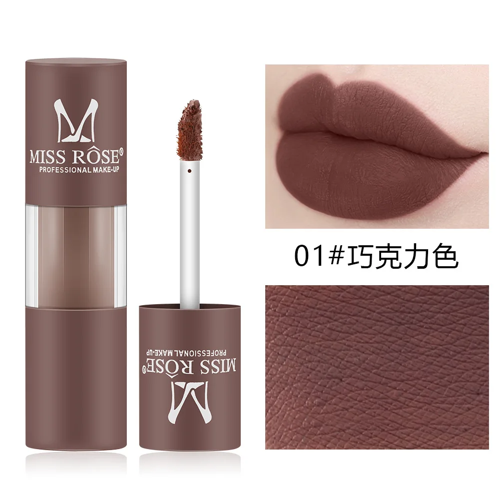 MISS ROSE Matteสีแดงกันน้ำกันน้ำNutritious Clearแต่งหน้าลิปสติกดอกไม้ลิปสีชมพูครีมเครื่องสำอางของขวัญ