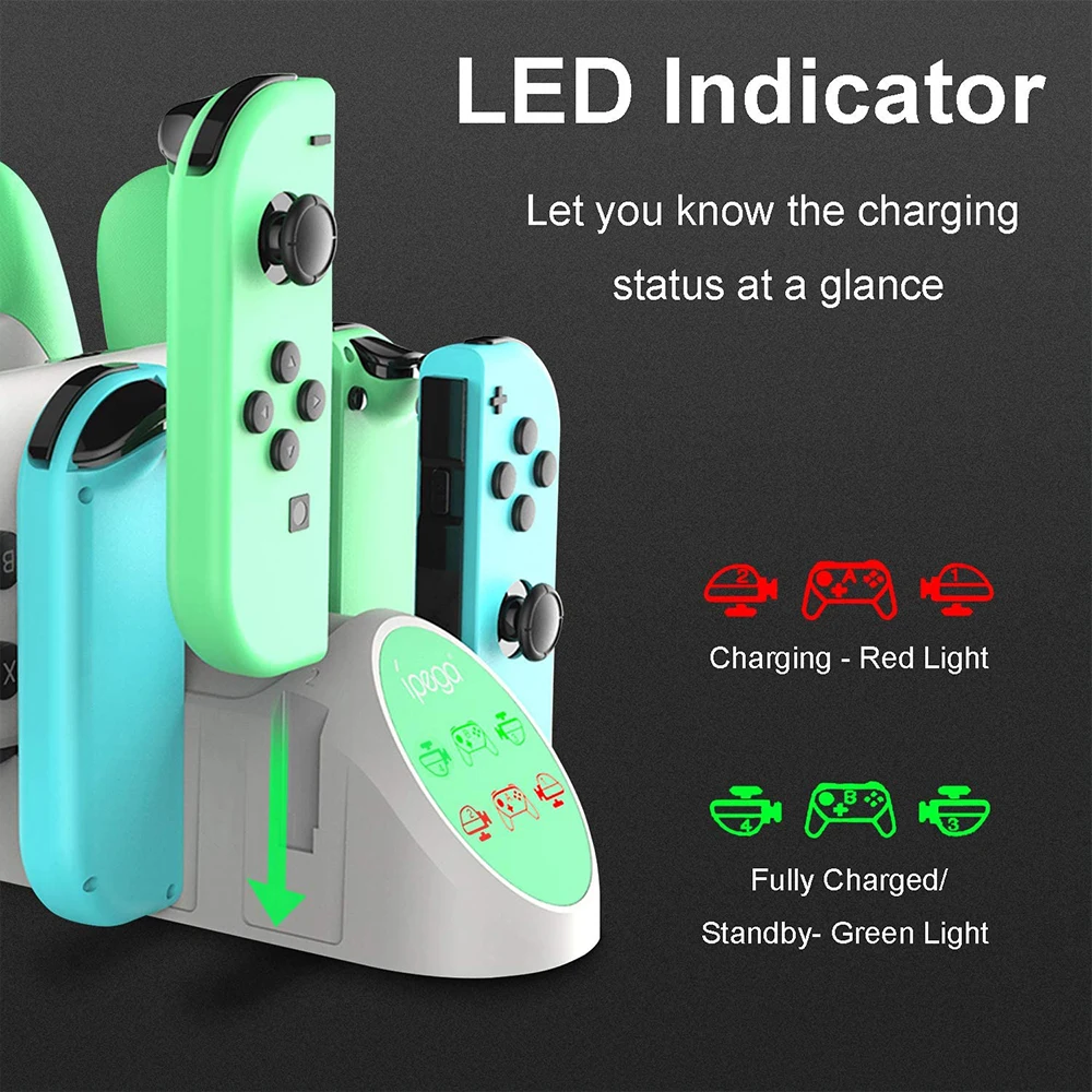 ل نينتندو سويتش جهاز شحن حامل عالية السرعة السكك الحديدية تصميم Joycon عرض شاحن مع USB 2.0 المقبس لعبة الملحقات