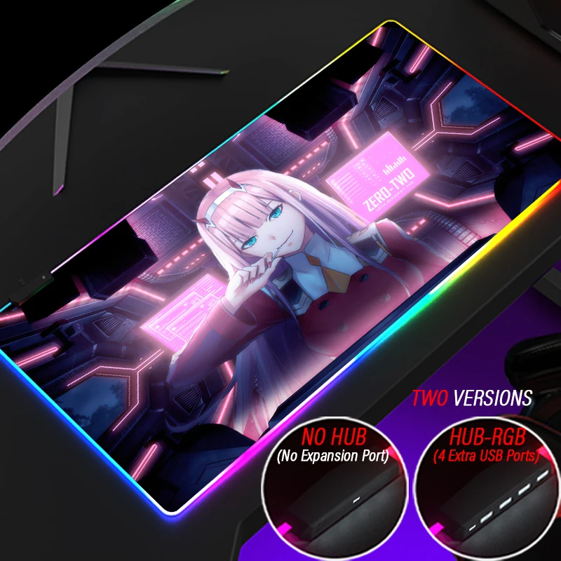 Alfombrilla de ratón RGB con personalidad luminosa ZERO TWO, HUB de 4 puertos USB, alfombrilla de impresión personalizada HD