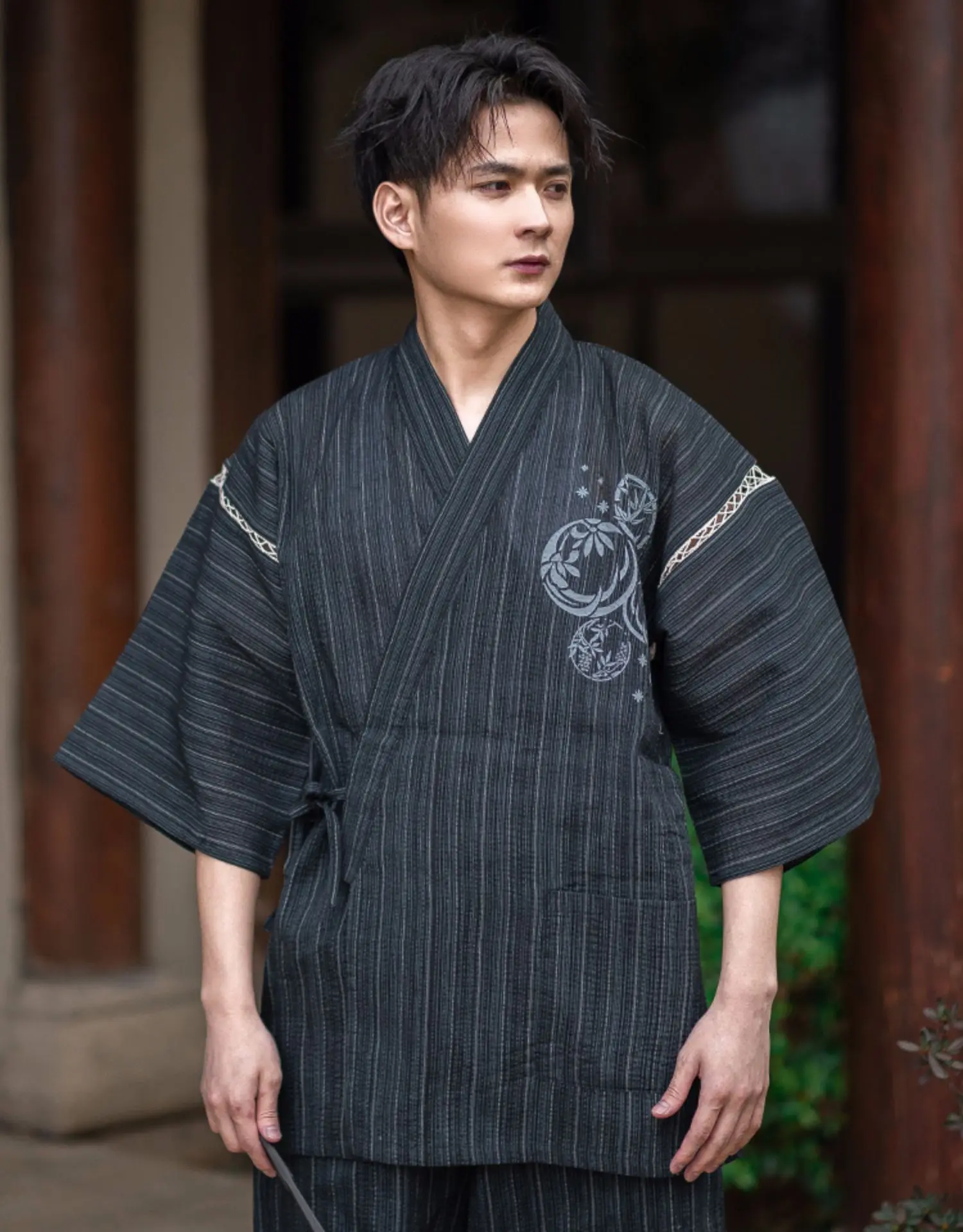 Men's Japanese Kimono Summer Lounge Set Jinbei Men Pyjama Sets