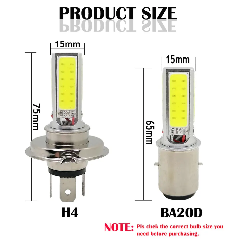 H4 ledオートバイのヘッドライト電球H6 BA20Dハイロービームmoto led 4サイドcob ledヘッドライトバイクledランプ変換キット電球