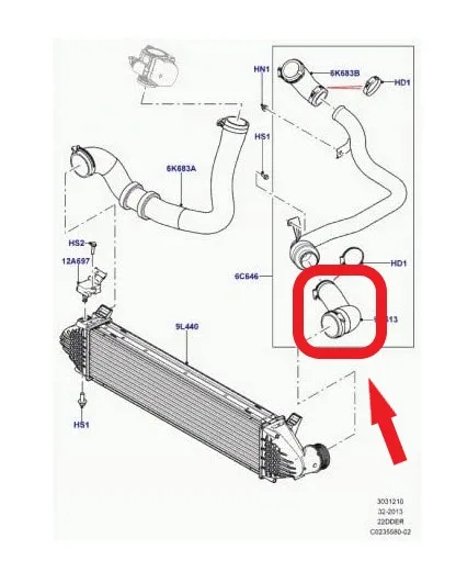 LR041818 Turbo Hose for Land Rover Range Rover Evoque 2.2D. Air Intercooler Hose LR024302 LR038315 LR041817