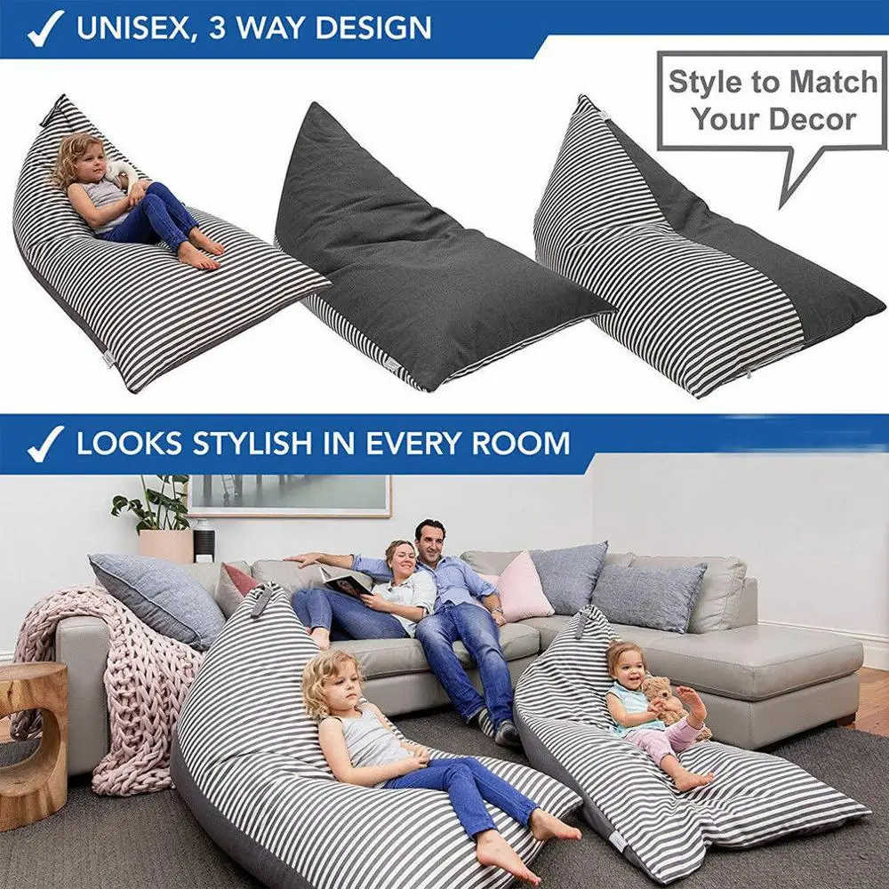 Portable Bean Bag Sofa Extra Large Kids Storage Bean Bag Stuffed Animal Plush Toys Soft Pouch Baby Sofa Foldable Chair