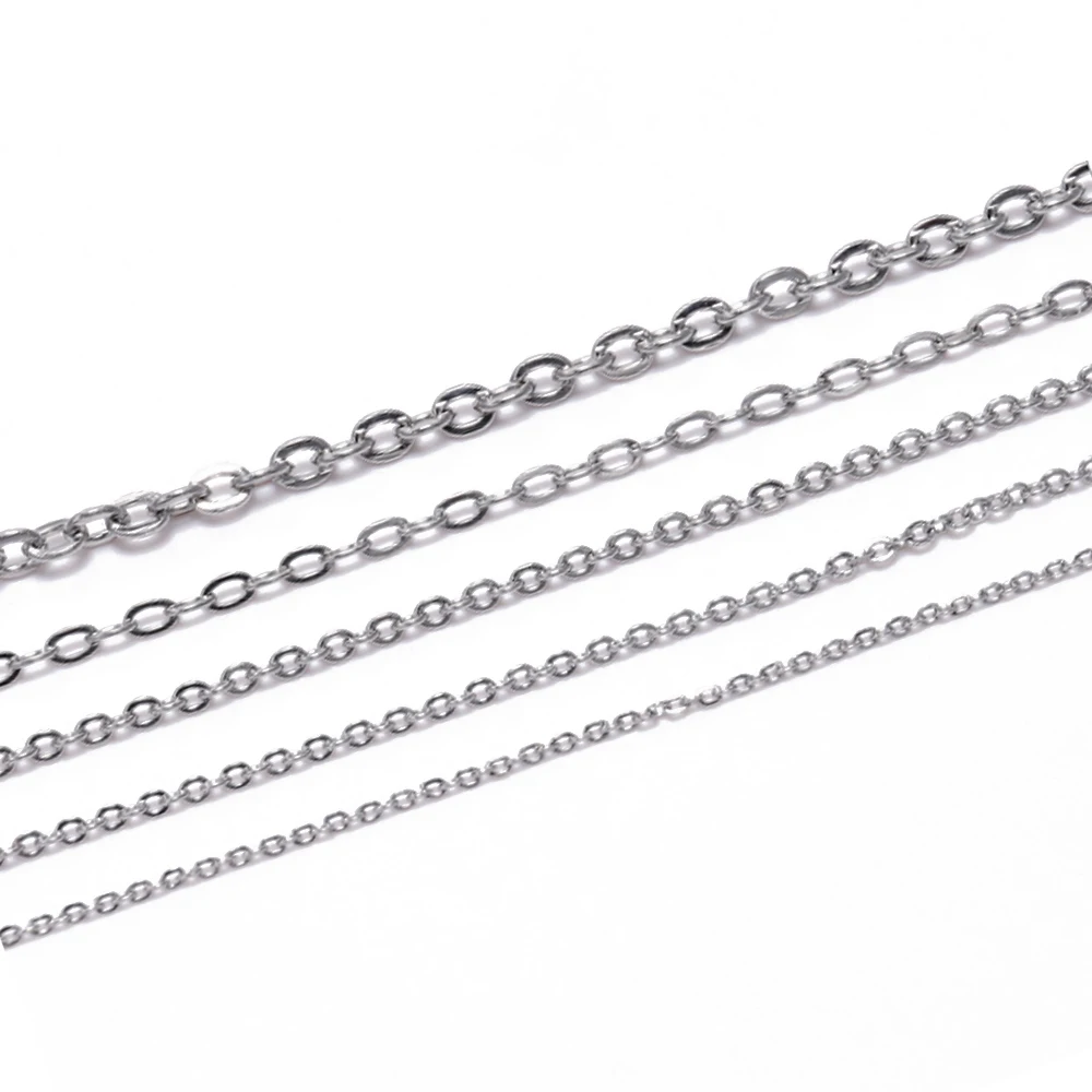 10pcs/Lot Stainless Steel Width 1.2mm-4mm Length 40-80CM Men Women O Type Chain Jewelry Making Wholesale