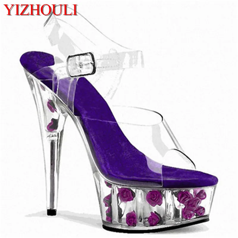 

Summer sales of new pole dancing practice sandals, rose 15 cm dance performance shoes, dancing shoes for women's banquet