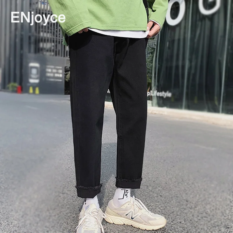 

ENjoyce Basic Casual Jeans for Men Simple Classic Denim Pants Harajuku Fashion Y2K Streetwear Jean Loose Pants Spring Fall