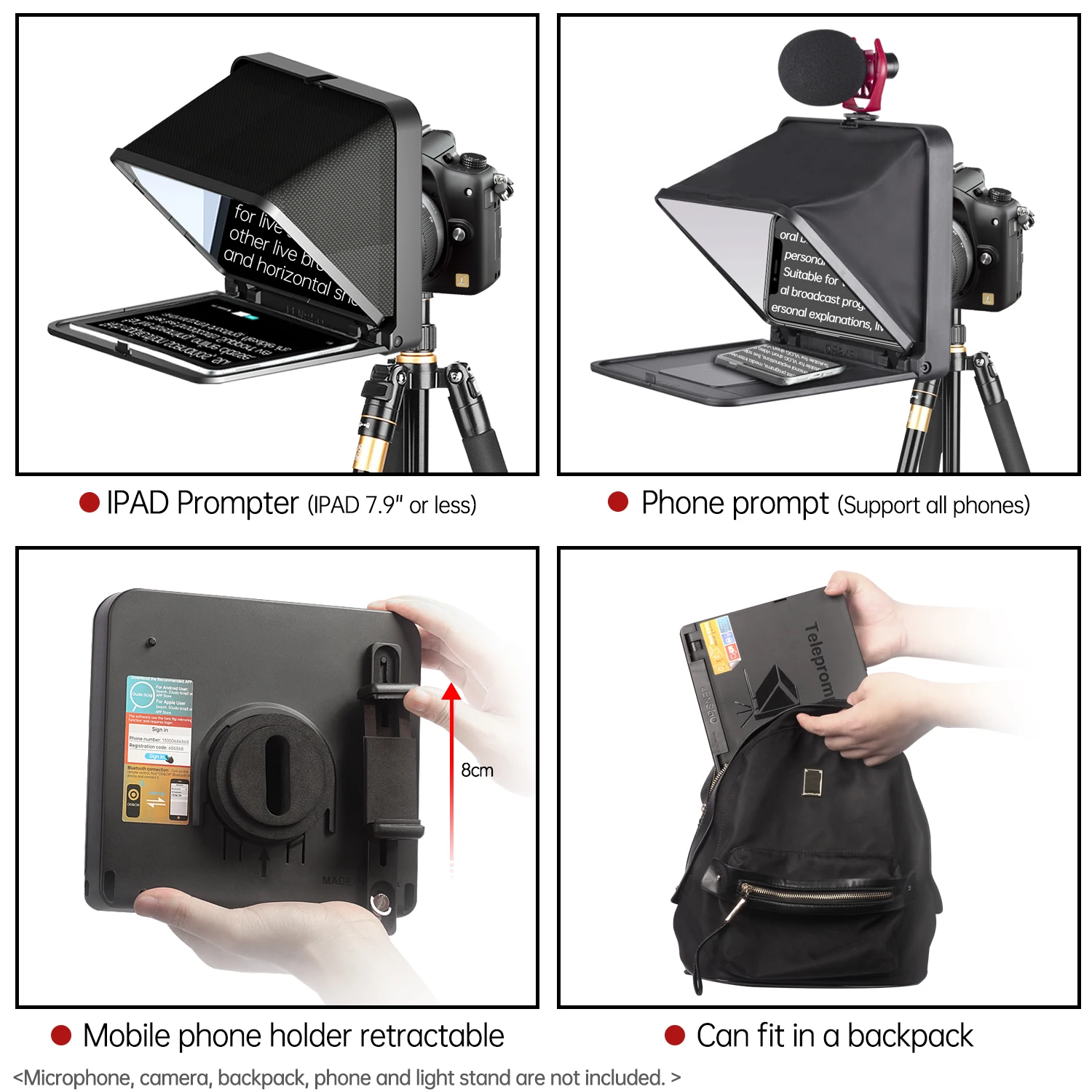 LENSGO Teleprompter fold Portable for Smartphone 7.9 inch Tablet iPad Prompter Reader prompteur  for phone DSLR camera Video